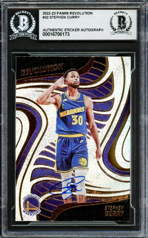 Basketball cards deluxe-rare -Stephen Curry Autographed 2022-23 Panini Revolution Card #32 Golden State Warriors Beckett BAS