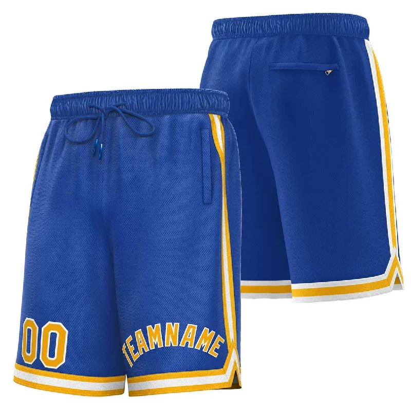 Men's basketball shorts fast-dry pair -Custom Royal Yellow-White Sport Basketball Shorts