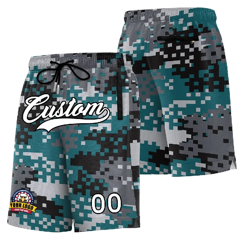 Basketball socks durable-court -Custom Gray White Black Camo Basketball Shorts