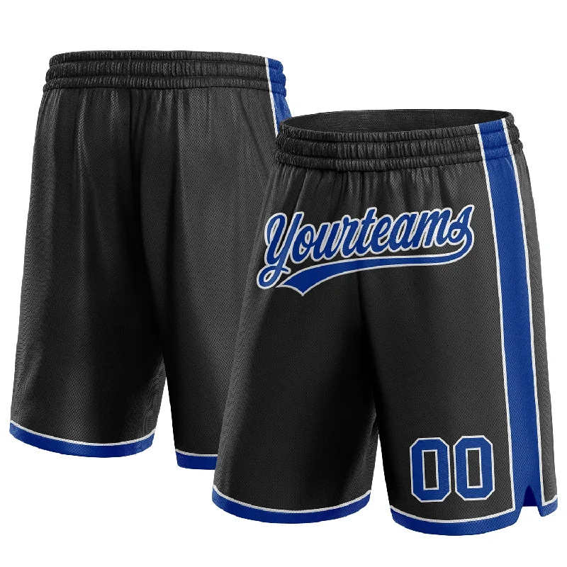 Men's basketball shorts luxury fabric -Custom Black Royal-White Authentic Basketball Shorts