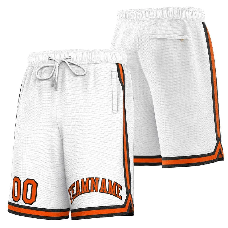 Men's basketball shorts cool outfit -Custom White Orange-Black Sport Basketball Shorts