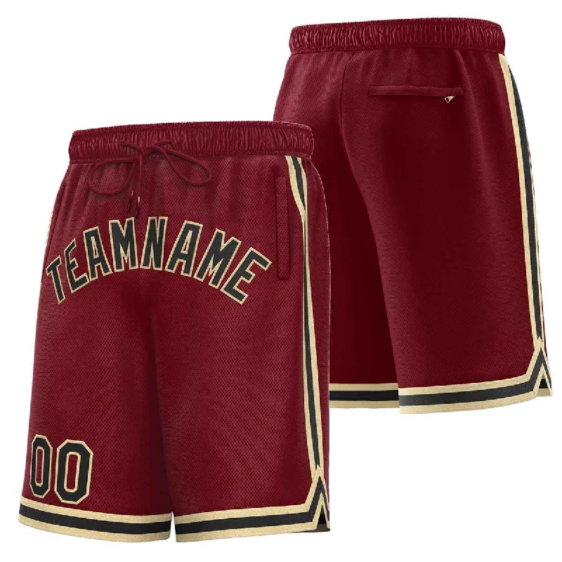 Men's basketball shorts custom pattern -Custom Maroon Black-Old Gold Sport Basketball Shorts