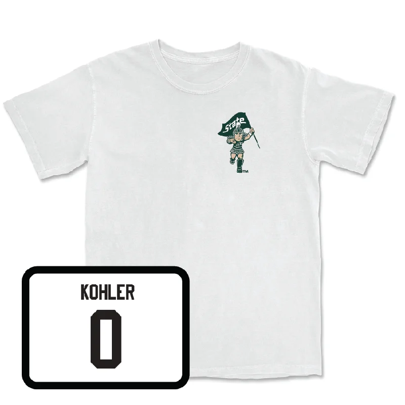 Men's basketball T-shirts breathable-fabric -Men's Basketball White Helmet Comfort Colors Tee - Jaxon Kohler