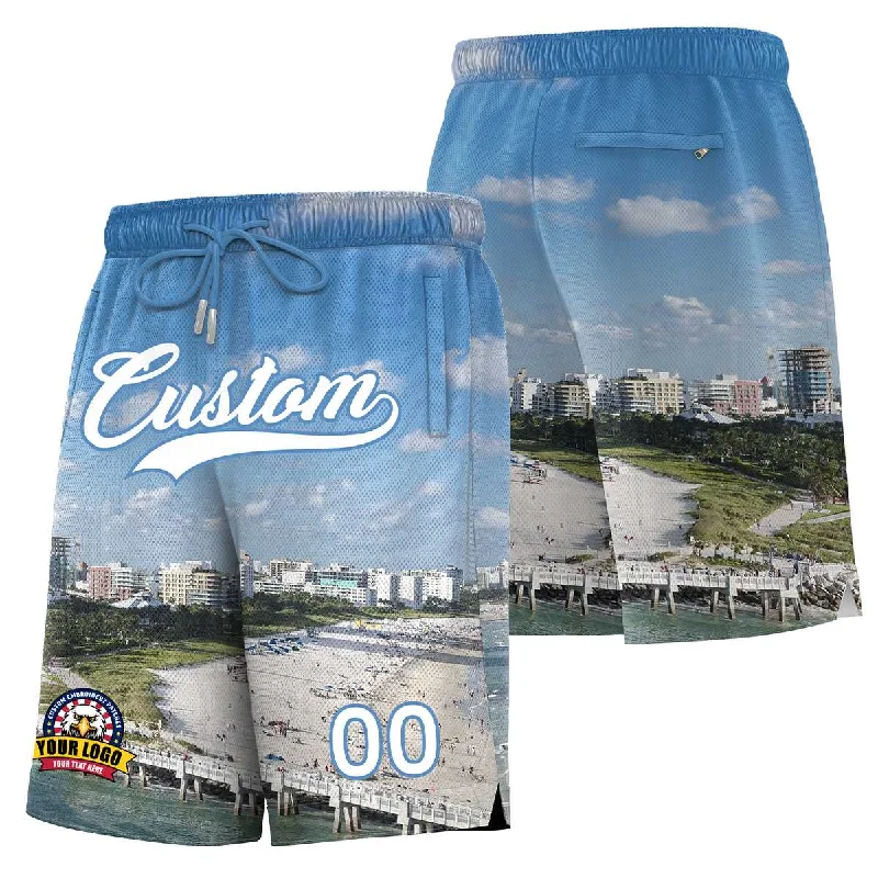 Men's basketball shorts lightweight kit -Custom Personalized Miami City Landscape Basketball Shorts