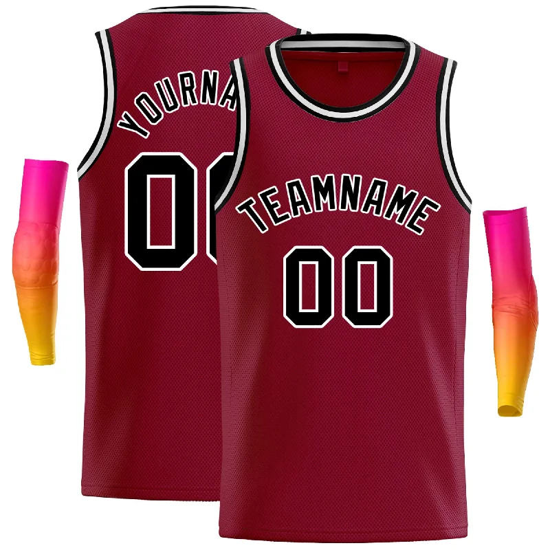 Basketball jerseys retro -Custom Crimson Black-White Classic Tops Casual Basketball Jersey