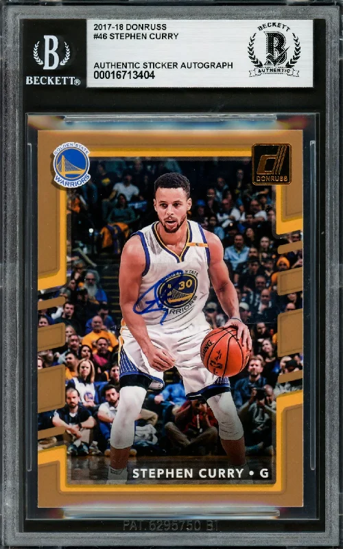 Basketball cards college-rare -Stephen Curry Autographed 2017-18 Donruss Card #46 Golden State Warriors Beckett BAS #16713404