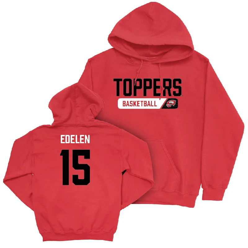 Men's basketball hoodie game-ready wear -WKU Men's Basketball Red Staple Hoodie - Jack Edelen | #15