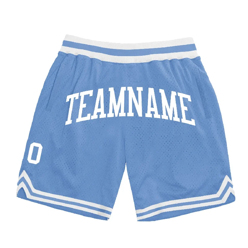 Men's basketball shorts lightweight special -Custom Light Blue White Authentic Throwback Basketball Shorts