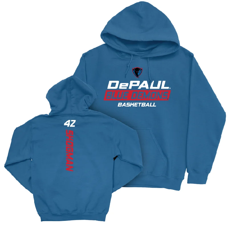 Men's basketball hoodie player offer -DePaul Men's Basketball Royal Rush Hoodie - David Skogman | #42