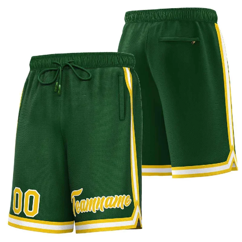 Men's basketball shorts top-quality build -Custom Green Yellow-White Sport Basketball Shorts