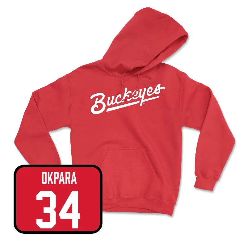 Men's basketball hoodie high-end outfit -Red Men's Basketball Script Hoodie - Austin Parks