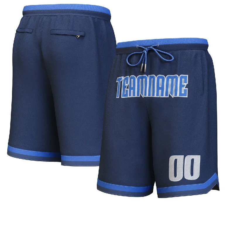 Men's basketball shorts quick-dry ensemble -Custom Navy Blue-White Personalized Basketball Shorts