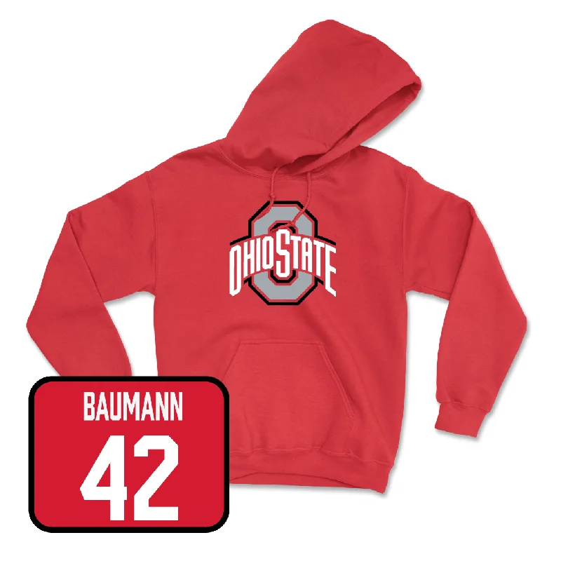 Men's basketball hoodie soft fleece -Red Men's Basketball Team Hoodie - Evan Mahaffey