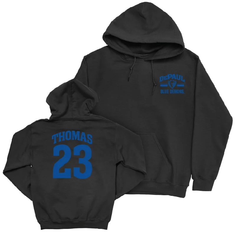 Men's basketball hoodie chic patterns -DePaul Men's Basketball Black Victory Hoodie - David Thomas | #23