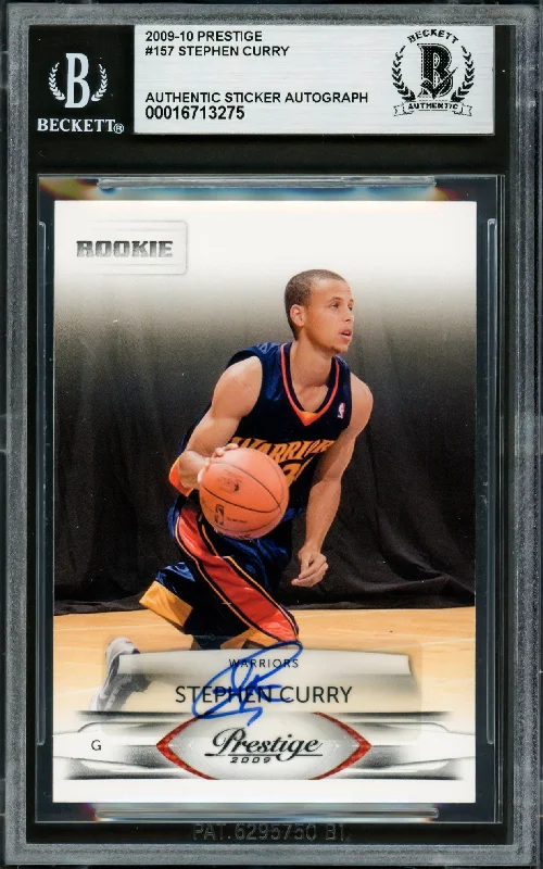 Basketball cards factory-rare -Stephen Curry Autographed 2009-10 Prestige Rookie Card #157 Golden State Warriors Beckett BAS #16713275