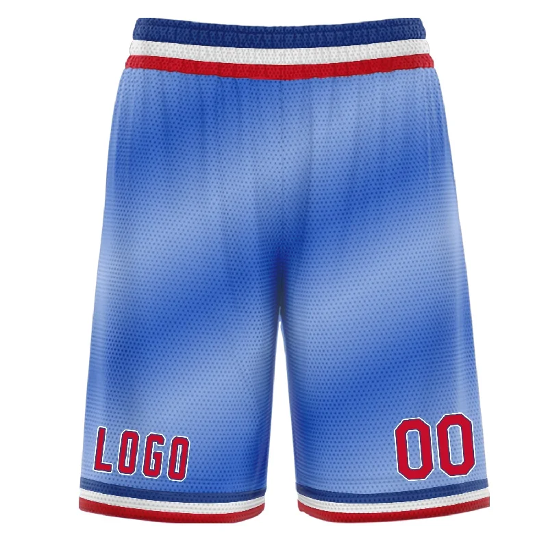 Men's basketball shorts loud designs -Custom Blue Red Gradient Fashion Basketball Shorts