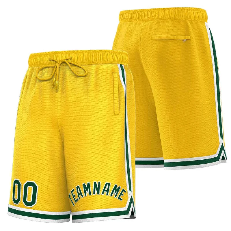 Men's basketball shorts stylish ensemble -Custom Yellow Green-White Sport Basketball Shorts