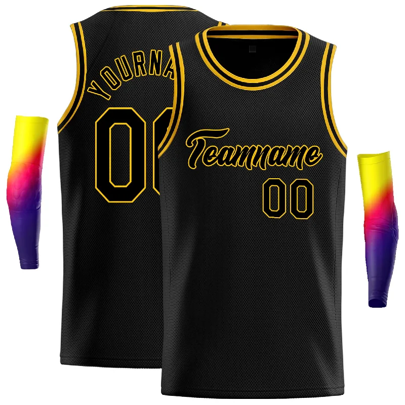 Basketball jerseys lightweight-vintage -Custom Black Black-Yellow Classic Tops Casual Basketball Jersey