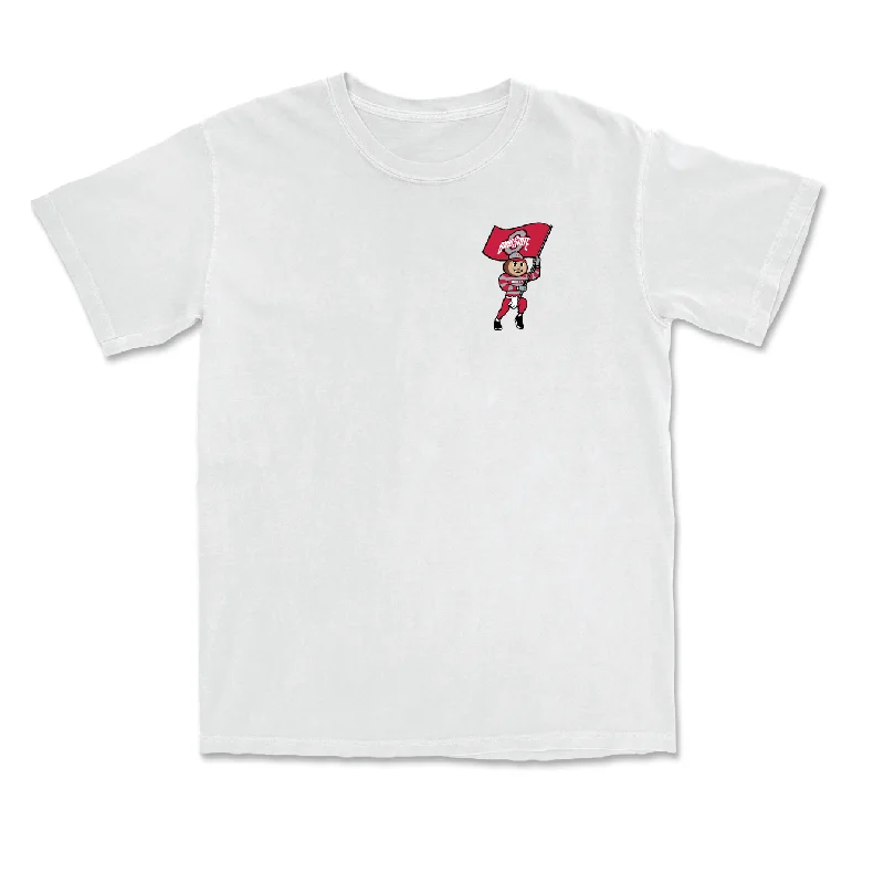 Men's basketball T-shirts modern-performance -Men's Basketball White Brutus Comfort Colors Tee - Evan Mahaffey