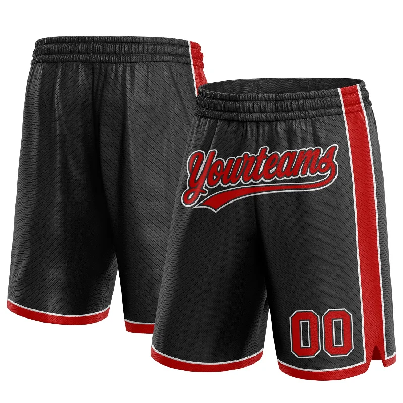 Men's basketball shorts player shorts -Custom Black Red-White Authentic Basketball Shorts