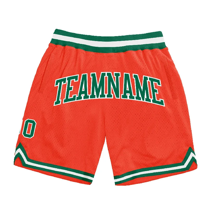 Men's basketball shorts light ensemble -Custom Orange Kelly Green-White Authentic Throwback Basketball Shorts