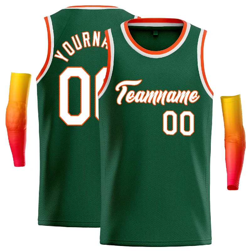 Basketball jerseys tie-dye -Custom Green White-Orange Classic Tops Casual Basketball Jersey