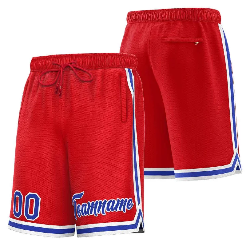 Men's basketball shorts mesh lining -Custom Red Royal-White Sport Basketball Shorts