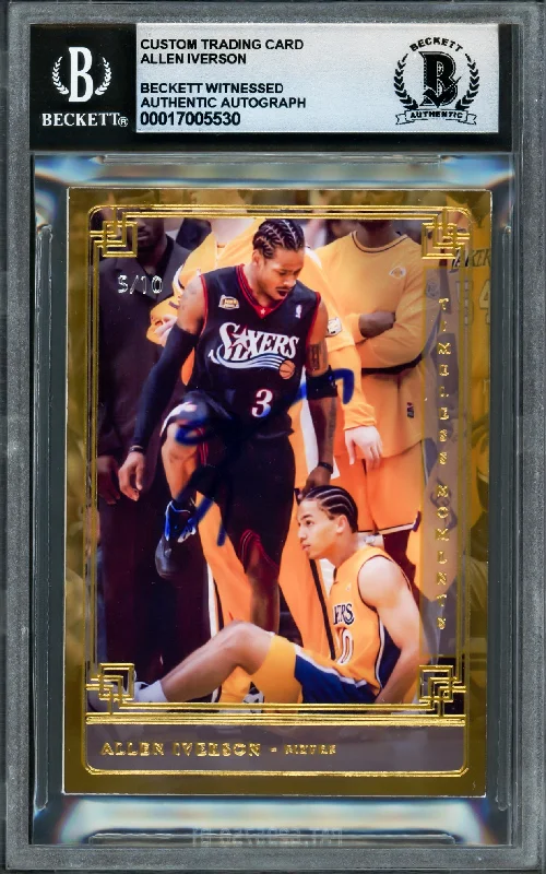 Basketball cards superstar-edition -Allen Iverson Autographed Timeless Moments Card #TML-AI Card Philadelphia 76ers #/10 Beckett BAS Witness