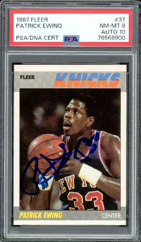 Basketball cards player-vote-rare -Patrick Ewing Autographed 1987-88 Fleer Card #37 New York Knicks PSA 8 Auto Grade Gem Mint 10 PSA/DNA #76568900