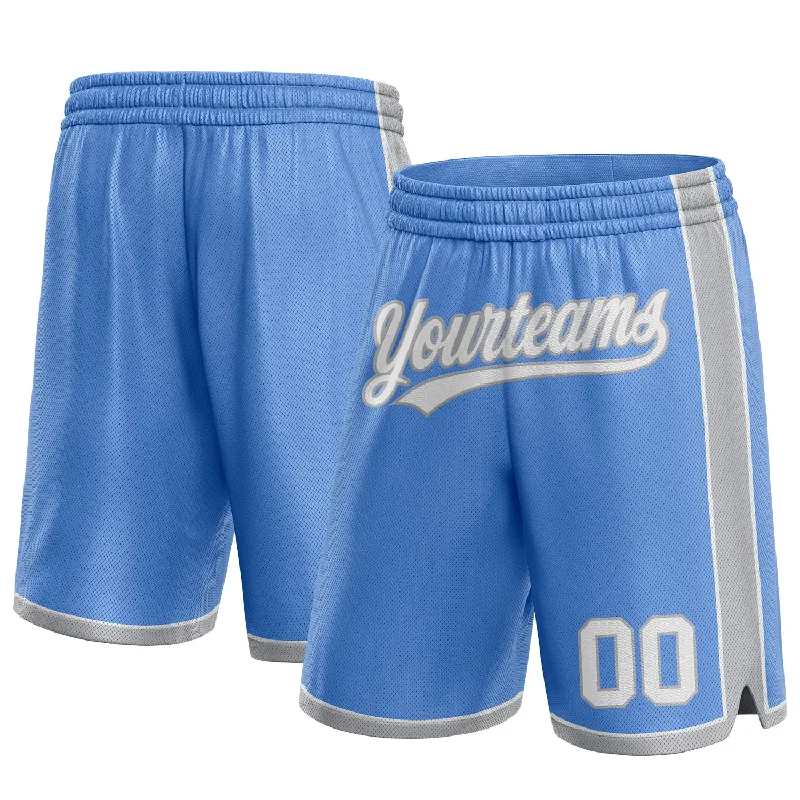 Men's basketball shorts performance sale -Custom Light Blue White-Gray Authentic Basketball Shorts