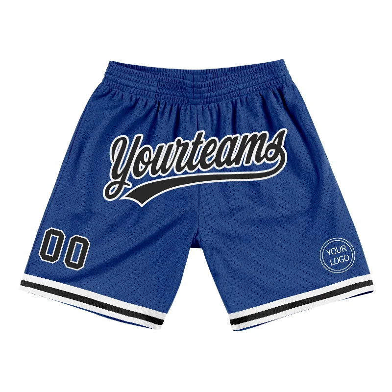 Men's basketball shorts bold design -Custom Royal Black-White Authentic Throwback Basketball Shorts