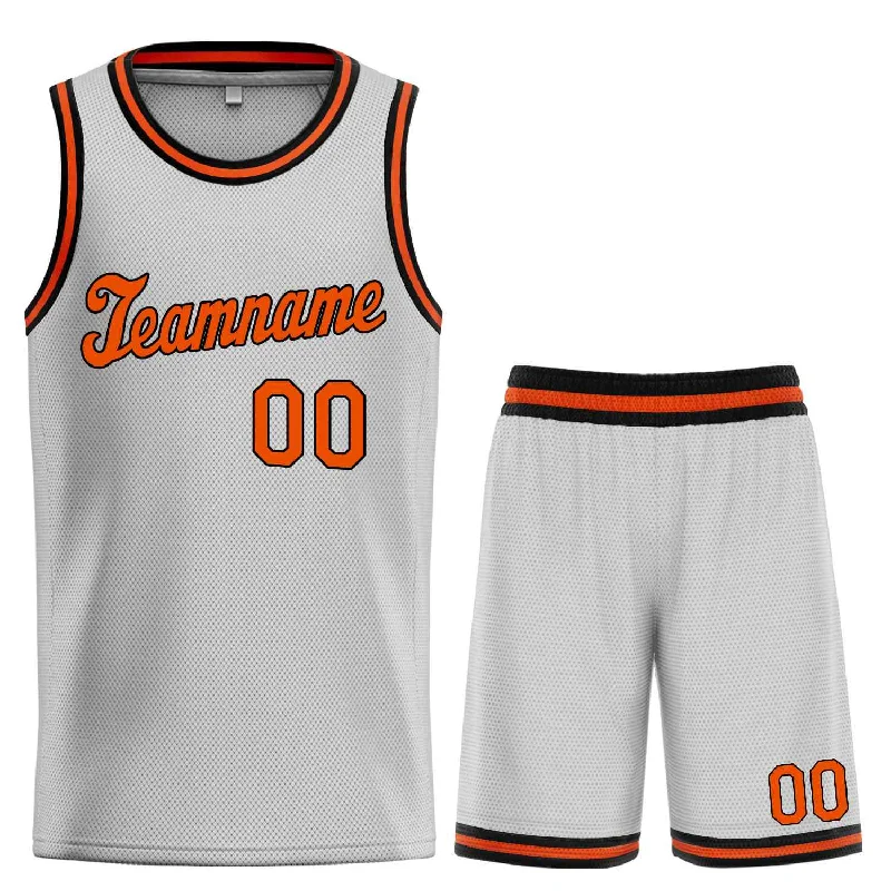 Basketball jerseys sweat-resistant -Custom Gray Orange-Black Classic Sets Sports Uniform Basketball Jersey