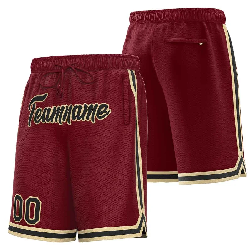 Men's basketball shorts low-cost shorts -Custom Maroon Black-Old Gold Sport Basketball Shorts