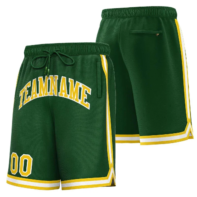 Men's basketball shorts quick-dry bundle -Custom Green Yellow-White Sport Basketball Shorts