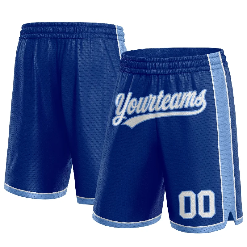 Men's basketball shorts lightweight outfit -Custom Royal White-Light Blue Authentic Basketball Shorts