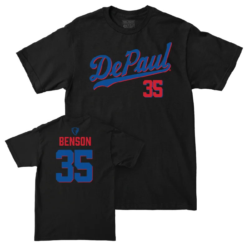 Men's basketball T-shirts stylish-quick -DePaul Men's Basketball Black Script Tee - Nj Benson | #35