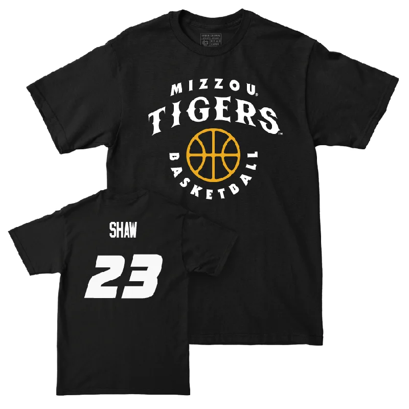 Men's basketball T-shirts vibrant-energy -Men's Basketball Black Hardwood Tee  - Aidan Shaw