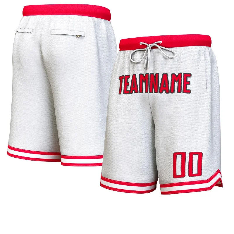 Men's basketball shorts performance apparel -Custom White Red-Black Personalized Basketball Shorts