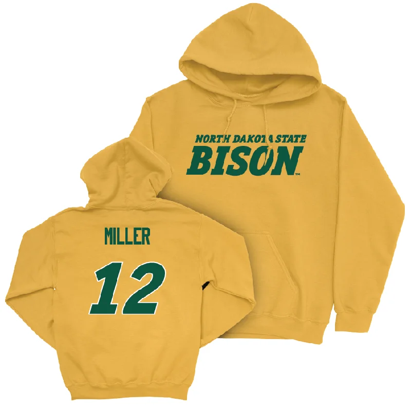 Men's basketball hoodie premium brand -Gold Men's Basketball Bison Hoodie - Masen Miller