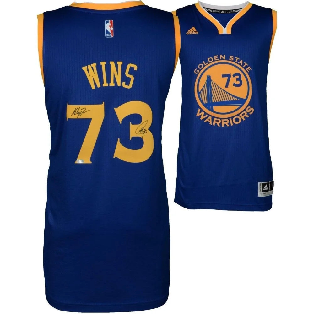 Basketball jerseys breathable-comfort -Stephen Curry / Klay Thompson Dual Signed Golden State Warriors "73 Wins" Jersey Fanatics COA Steph