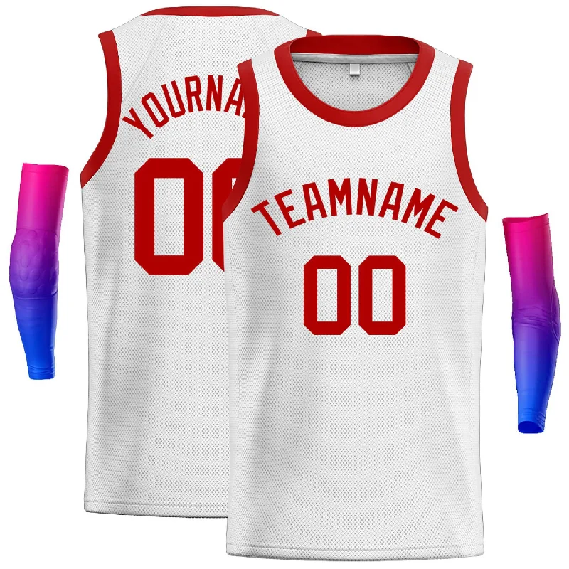 Basketball jerseys team-play -Custom White Red Classic Tops Men Casual Basketball Jersey