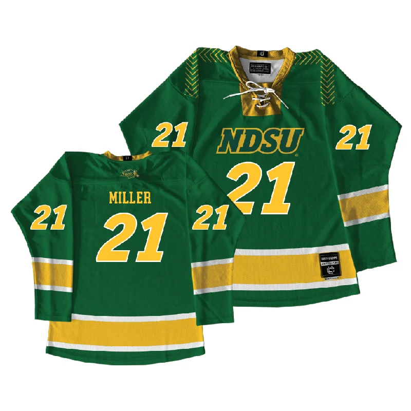 Basketball jerseys durable-fabric -Exclusive: NDSU Men's Basketball Green Hockey Jersey - Tajavis Miller #21