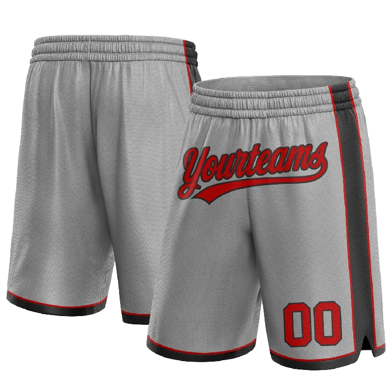 Men's basketball shorts custom sale -Custom Gray Red-Black Authentic Basketball Shorts