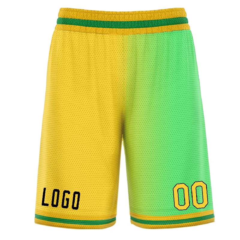 Men's basketball shorts team patches -Custom Yellow Neon Green Gradient Fashion Basketball Shorts