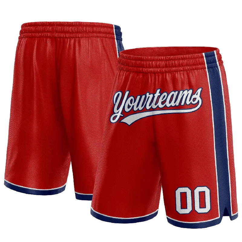 Men's basketball shorts fresh look -Custom Red White-Navy Authentic Basketball Shorts