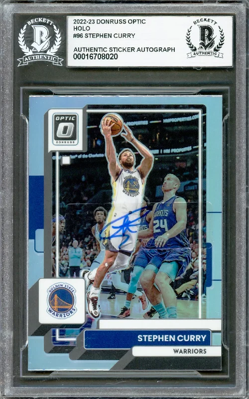 Basketball cards uncertified-rarity -Stephen Curry Autographed 2022-23 Donruss Optic Silver Prizm Card #96 Golden State Warriors Beckett BAS #16708020