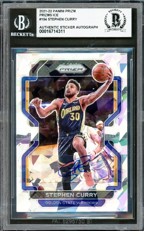 Basketball cards coach-rarity -Stephen Curry Autographed 2021-22 Panini Prizm Ice Card #154 Golden State Warriors Beckett BAS #16714311