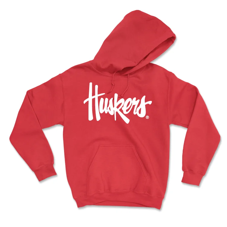 Men's basketball hoodie team special -Red Men's Basketball Huskers Hoodie - Cale Jacobsen