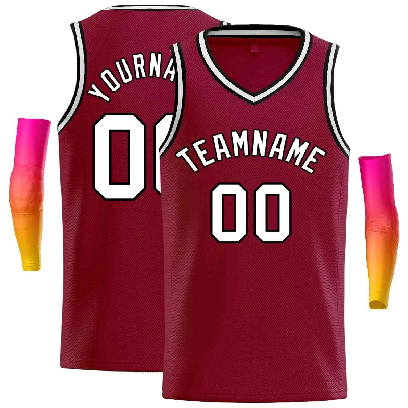 Basketball jerseys stylish-pro -Custom Maroon White-Black Classic Tops Men Casual Basketball Jersey