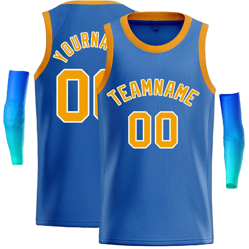 Basketball jerseys team-logo -Custom Blue Yellow-White Classic Tops Casual Basketball Jersey